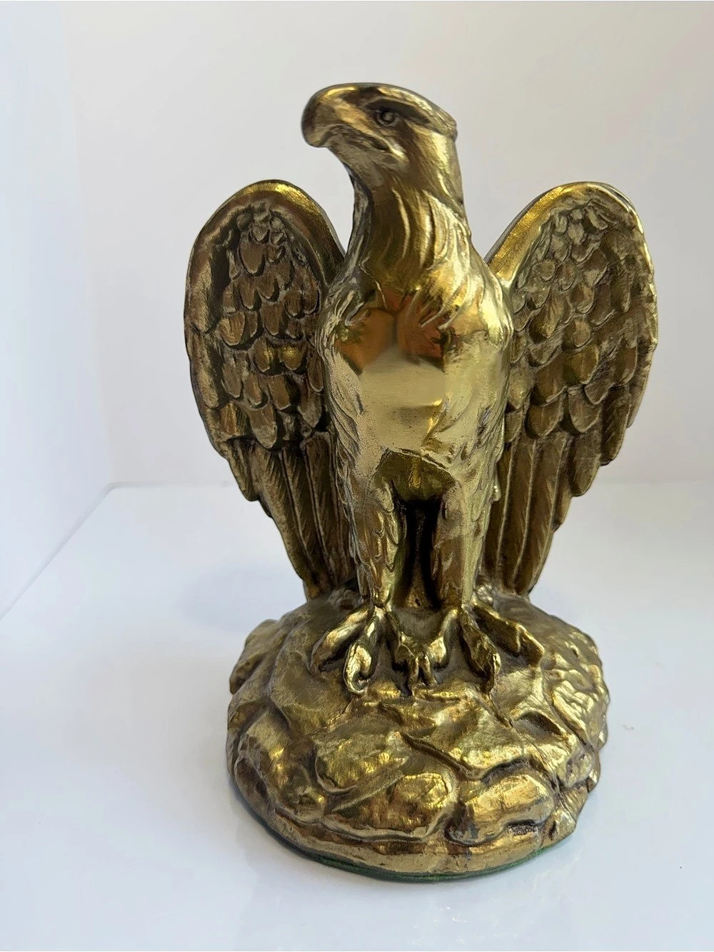 Vtg Heavy Gold Brass Gilt Eagle Statue 8.5" Statement Sculpture 3.14 lbs